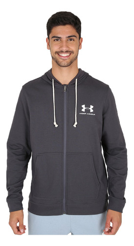 Campera Under Armour Lifestyle Hombre Terry Gris Osc Cli