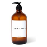 Botella Dispensadora Para Baño Vidrio Ámbar Shampoo 500ml 