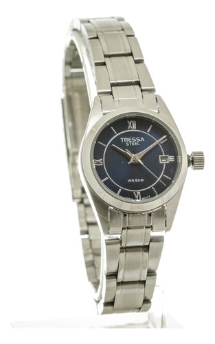 Reloj Tressa Dama Todo De Acero Inox. Sumergible 50m Calendario 