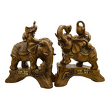 Figura Decorativa Par Elefantes De La Suerte Riqueza Resina