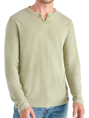 Playera Manga Larga Casual Lucky Brand Neck Henley Original