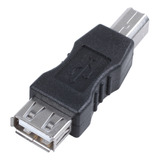 Adaptador De Impresora Usb A Hembra - B Macho Negro Plateado