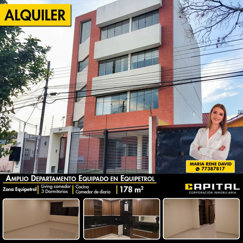 Amplio Departamento En Alquiler De 3 Dormitorios Zona Equipetrol