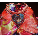 Collar Mujer Tejido Artesanal Rojo Fridah Kahlo