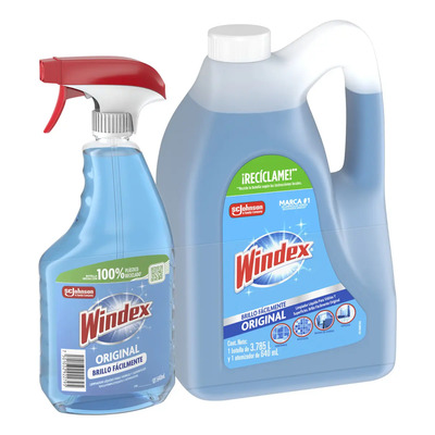 Limpiador de Vidrios y Superficies Windex Original Kit 1 Galón 3,78L y 1 Atomizador 640ml | MercadoLibre
