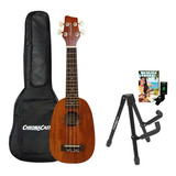 Kit Ukulele Piña Soprano Estuche Stand Afinador Ukelele