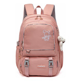 Mochila Escolar Grande Faculdade Notebook Casual Resistente Cor Rosa Desenho Do Tecido Liso