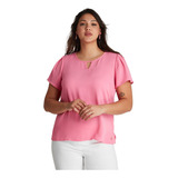 Blusa Manga Corta Cuello Redondo - Rosado