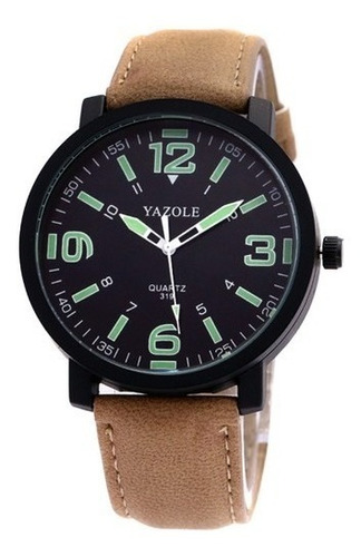 Reloj Casual Acero Cuarzo Marca Yazole Modelo 319 Negro/café