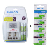 Cargador Philco Para Pilas Rec. Aa Aaa 9v + 9 Pilas Aa (4+5)