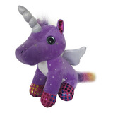 Peluche Unicornio Con Estrellas Color Violeta