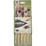 Palillos Chinos Bambú Diseño Chino (5 Palillo) Sushi