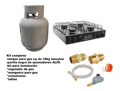 Paquete Parrilla De 4 Quemadores, Kit De Instalación, Tanque