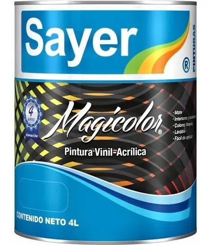 Pintura Vinilica Lavable 4l Blanco Y\u002Fo Negro Acrilica Sayer | Envío gratis