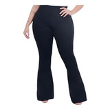 Calça Plus Size Flare Bailarina Cós Alto Reforçado Poliamida