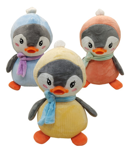 3 Pinguim Pelúcias Macias 25cm Grande Grua Decoração Cestas