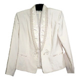 Blazer Diabolo Elegante Beige Claro T 40 Entallado