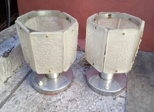 2 Antiguos Veladores Lámparas Retro 26,5 Diam. X 23,8cm Alto