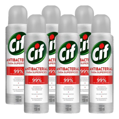 Cif Desinfectante Antibacterial Spray 150 Ml. 6 Pack **