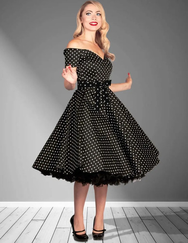 Vestido De Bolinha Anos 60 Retro Vintage Pinup Poa Festa P33 | Frete grátis