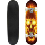Fire Skull Skateboard 31x8 Patinetas De Doble Deformación Pa