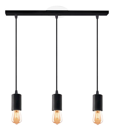 Lampara Colgante 3 Luces Deco Moderno Apto Techo E27 Color Negro