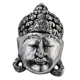 Mascara Buda Grande - Prateada Em Madeira Para Parede - Bali
