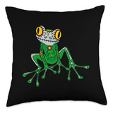 Frog Day Of Dead - Almohada De Calavera De Azucar Para Amant