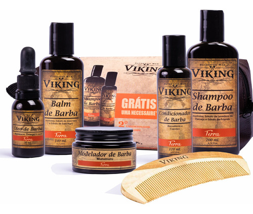 Kits Para Barba - Com Necessaire Grátis + 6 Produtos Viking