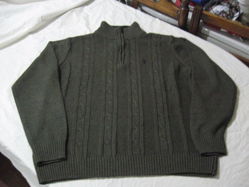 Sweater Medio Cierre U.s.polo Assn. Talla L  Color Verde