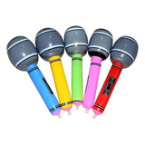 12 Microfonos Inflables 25cm Colores Fiesta Batucada Karaoke