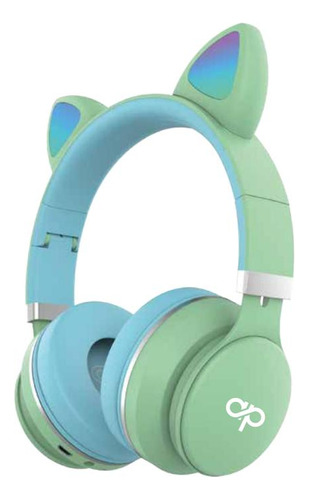Audífonos Para Niños Bluetooh Con Orejas Led Verde - Ps