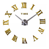 Reloj De Pared Gigante 3d 85x85cm  Moderno Diseño Dorado