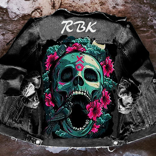 B Chaqueta Vaquera De Manga Larga Con Estampado De Calaveras