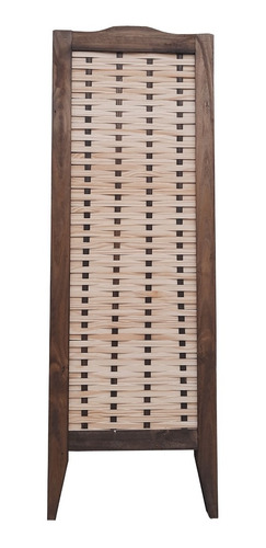 Biombo Plegable 60x176cm Madera Trenzada Teñida Por Hoja