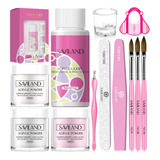 Saviland Kit De Uas Acrlicas  3 Colores Claros/blanco/rosa A