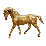 Escultura Decorativa Para Sala Cavalo Dourado Resina