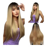 Peruca Wig Lace Aspecto Cabelo Humano Lisa C Franja Orgânica