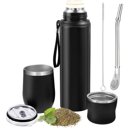 Juego De 2 Vasos De Yerba Mate Y Botella Al Vacío, Kit De Ye