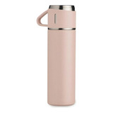 Garrafa Modelo Térmico Inox Com Botão E Tampa De Caneca Cor Rosa