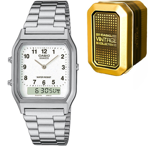 Reloj Casio Vintage Aq 230a 7b Acero Alarma Embalaje Dorado