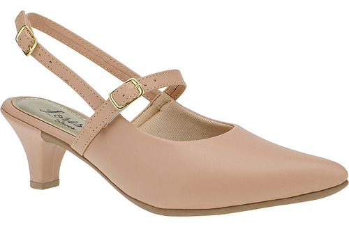 Scarpin Slingback Bico Fino Salto Baixo Sapato Mule