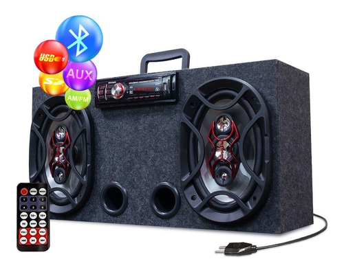 Caixa Amplificada Bluetooth Ativa 6x9 Bravox + Taramps Tl500