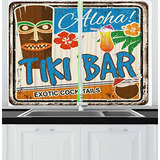 Ambesonne Tiki - Cortinas De Cocina, Estilo Vintage, Estilo