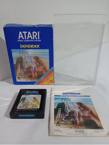 Atari 2600 Defender En Caja, Juego, Manual Y Protector (c)