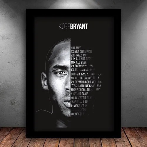 Quadro Decorativo Kobe Bryant Legend Moldura E Vidro 60x43cm