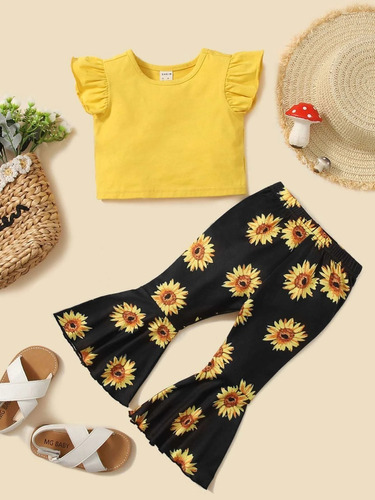 Conjunto Infantil Menina Girassol Flare Blogueira