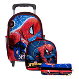 Kit Mochila Escolar Menino Creche Spider Man Tam G Rodinha