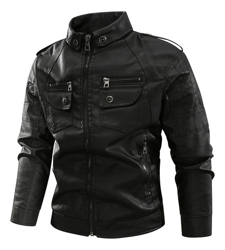 Chaqueta De Moto De Cuero De Manga Larga Para Hombre D Coat