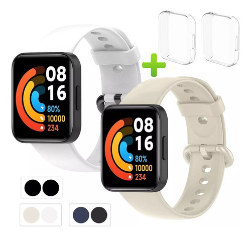 2 Correa Y 2 Funda Protector Mica Para Xiaomi Mi Watch Lite2